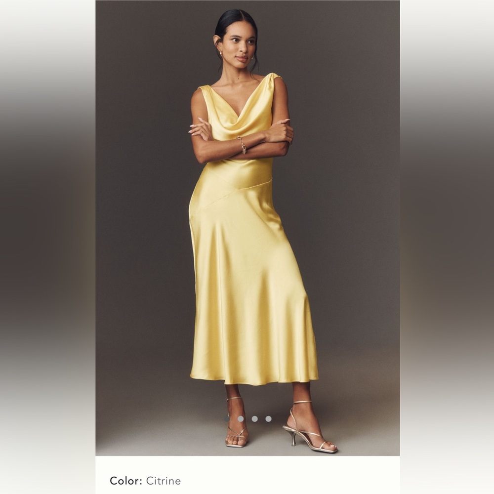 BHLDN Cowl-Neck Open-Back Drop-Waist Midi Dress